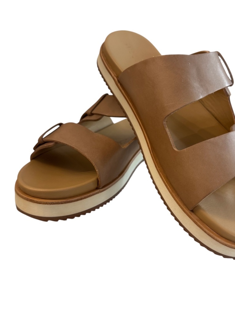Nisolo Ella Go-To Flatform Slide Women's Almond Leather Sandals Sz 9 NIB
